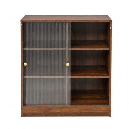 Bookshelf with 2-Door  Glass Cabinet, 3-Tier Open Storage Book Case, Modern Display Storage Cabinet for Living Room, Home Office