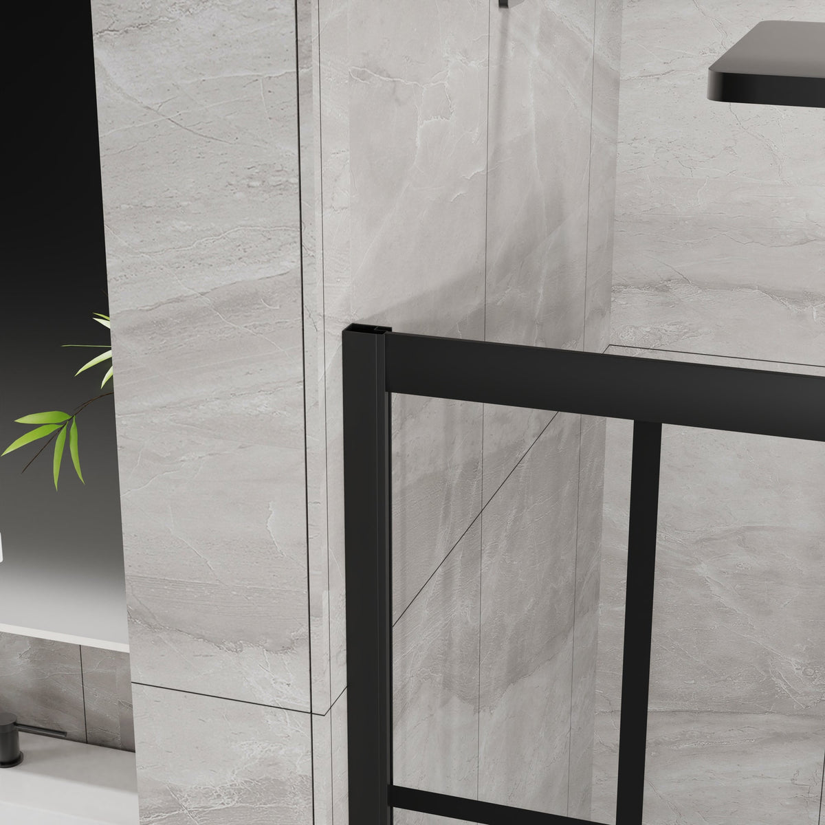 Goodyo Corner Shower Door 36 in.D x 36 in. W x 72 in. H, Shower Enclosure with 1/5 in. Clear Tempered Glass Panels with French Grid, Dual Sliding Opening, Matte Black