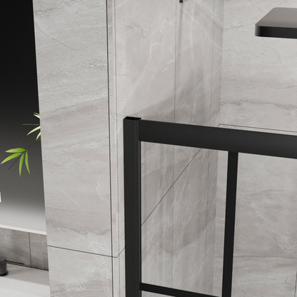 Goodyo Corner Shower Door 36 in.D x 36 in. W x 72 in. H, Shower Enclosure with 1/5 in. Clear Tempered Glass Panels with French Grid, Dual Sliding Opening, Matte Black