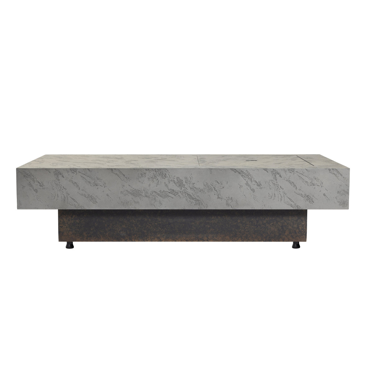 Rectangle Propane Fire Pit Table, Modern 2‑in‑1 Outdoor Firepit Table with 3‑Level Adjustable Height for Patio Backyard Gathering