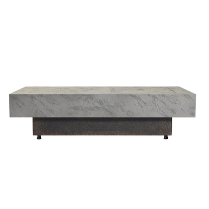 Rectangle Propane Fire Pit Table, Modern 2‑in‑1 Outdoor Firepit Table with 3‑Level Adjustable Height for Patio Backyard Gathering