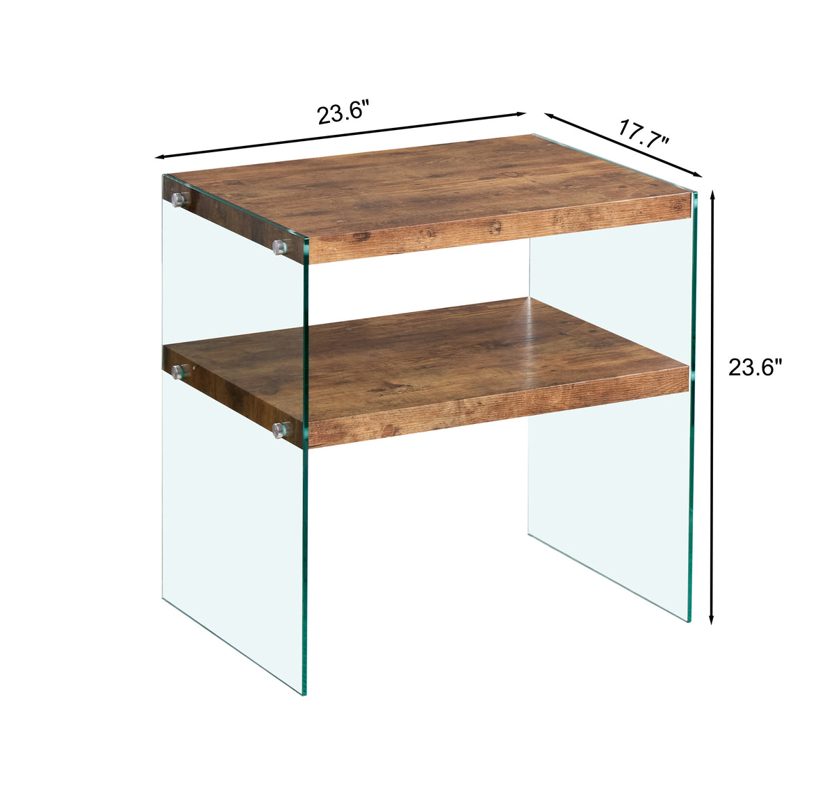 MDF SideTable, Small Tea Table, Walnut Night Stand Tempered Glass Sofa Table