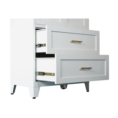 71" Tall Metal Wardrobe Cabinet with 2 Drawers and Hanging Rod, 2 Doors Wardrobe Closet with Shelf for Bedroom, Office, Laundry Room,Entryway ,Foyer,Guesthouse (White)