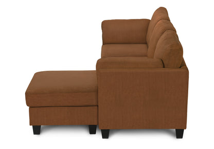 Sofa Lounger, Chaise Lounge, Upholstered, Rust Fabric, Modern, Contemporary