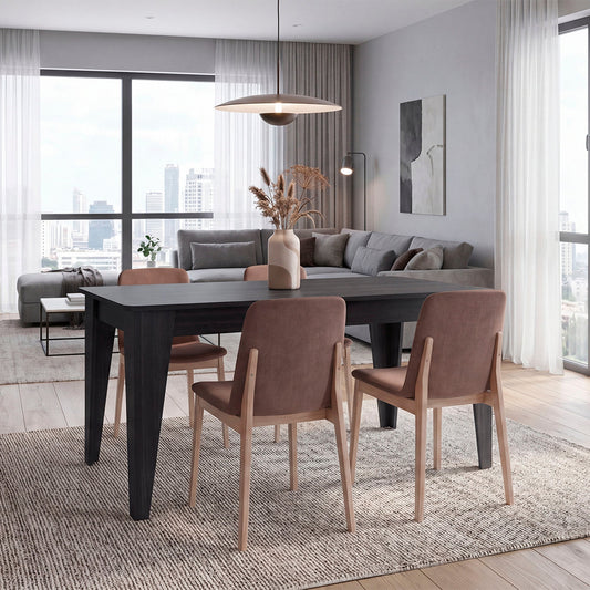 Torino Rectangular Dining Table, Four People Manufactured Wood Dining Room Table with Sturdy Legs