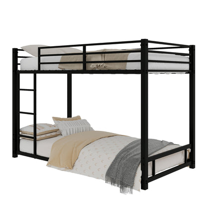 Metal Twin over Twin Bunk Bed/ Heavy-duty Sturdy Metal/ Noise Reduced/ Safety Guardrail,Black