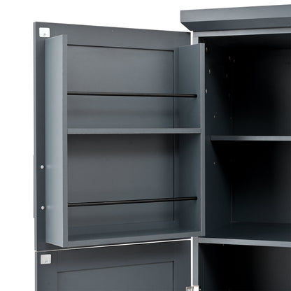 [Assembly Video Provided] TOPMAX 35.5x17.6x70.9inch Freestanding Kitchen Pantry Cabinet, Tall Storage Cabinet with 4 Doors, 2 Door Shelves – Gray