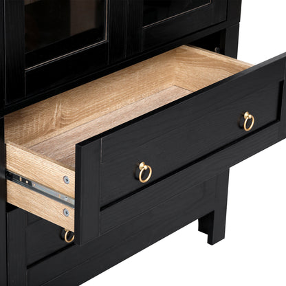 K&K 71" Tall Arched Kitchen Pantry Cabinet with 2 Large Drawers, Modern Farmhouse Kitchen Storage Cabinets with Adjustable Shelves
