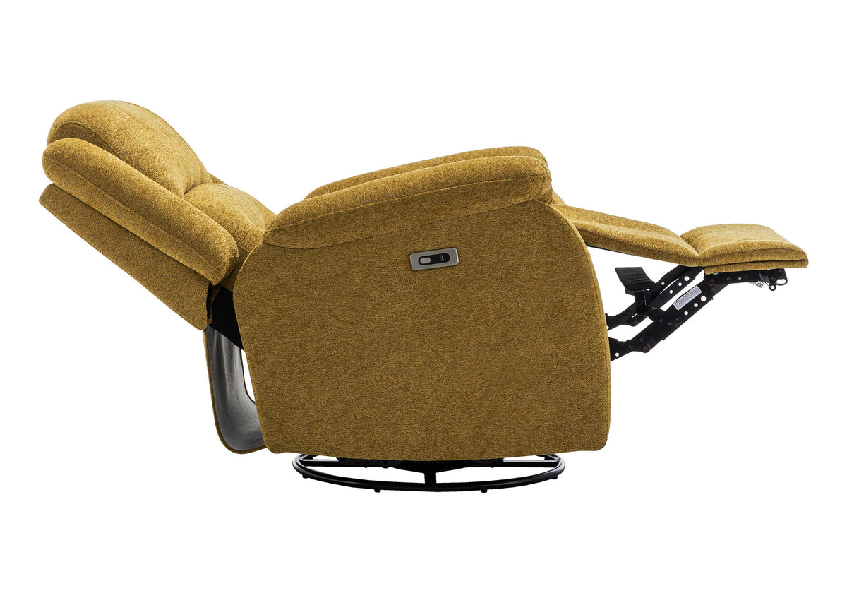 Reclining Chair, 34" Wide, Power Recliner, Usb Ports Included, Large, Upholstered, Swivel, Glider, Transitional