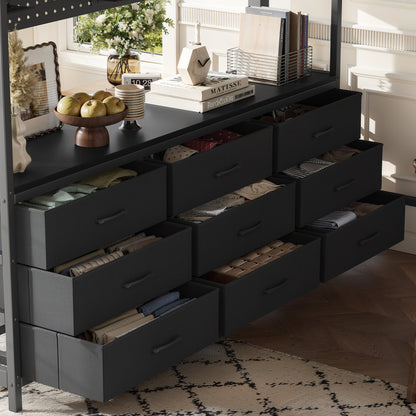 Queen Size Loft Bed with Desk, Loft Bed with Drawers, Loft Bed with Led Light and USB, Sturdy Loft bed Frame, Loft Bed with Mirror, Multi-Functional High Loft Bed for Teens Adults.Black