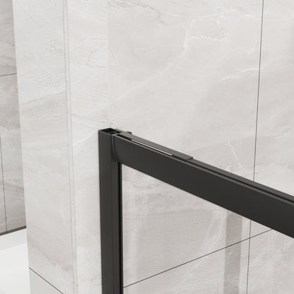 36" x 36" x 72" Corner Sliding Shower Door and Black Shower Base Combo Kit, Clear Tempered Glass, Matte Black Frame Dood & Reinforced Acrylic Base Set