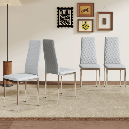 Modern Style Dining Chairs Set of 4 in Light Gray, Essential for Minimalist Homes.Meeting Family Dining Needs, PU Material Seat
