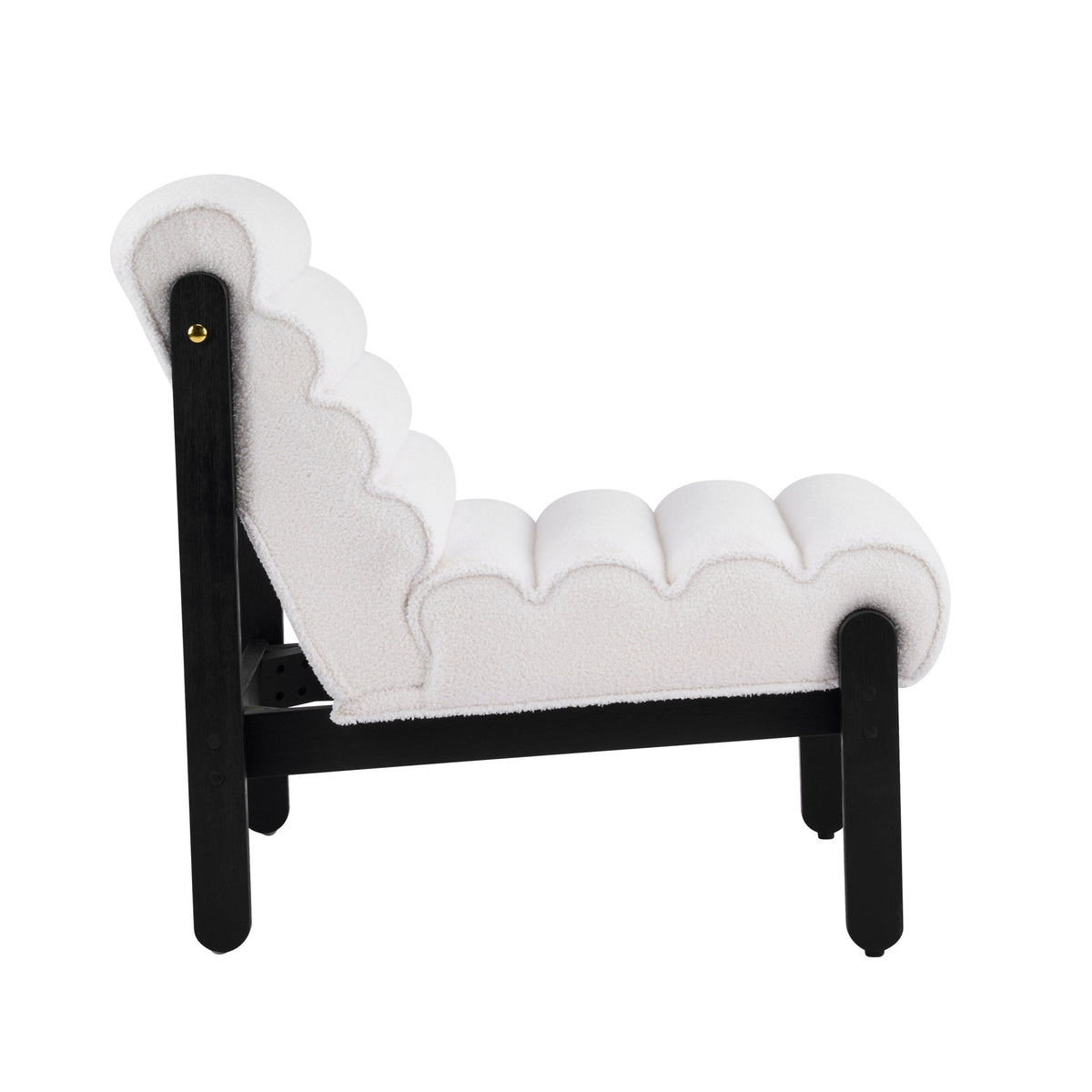 Fluffy Accent Chair White with Black Solid Wood Frame