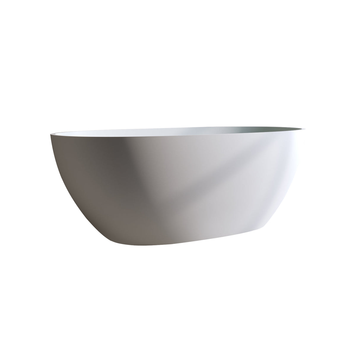 70.8″Solid Surface Matte Tub, Solid Surface Soaking Tub, Stone Resin Freestanding Bathtub, Thick Edge Stand Alone Tubs with Overflow