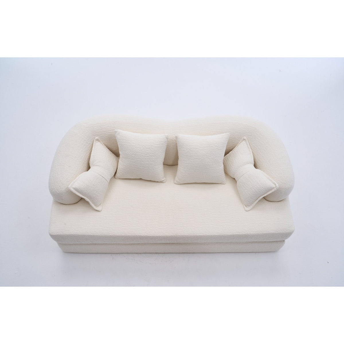 (Old Sku : W2231P392100) 2-in-1 Foldable Sofa Bed,70 Inch Folding Boneless Couch Convertible Compressed Sleeper Sofabed, 4 Pillows for Living Room Apartment, Milk White