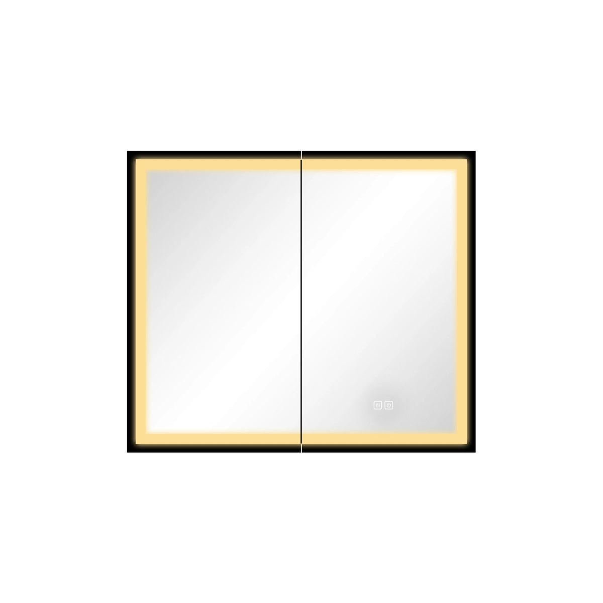 30*26 inch Black Metal Framed Wall mount LED Bathroom Medicine Cabinet with Mirror