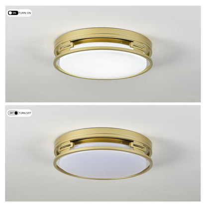 14.57" LED Flush Mount Ceiling Light, 22W 5CCT Selectable, Gold Metal Frame, Acrylic Shade, RA>80