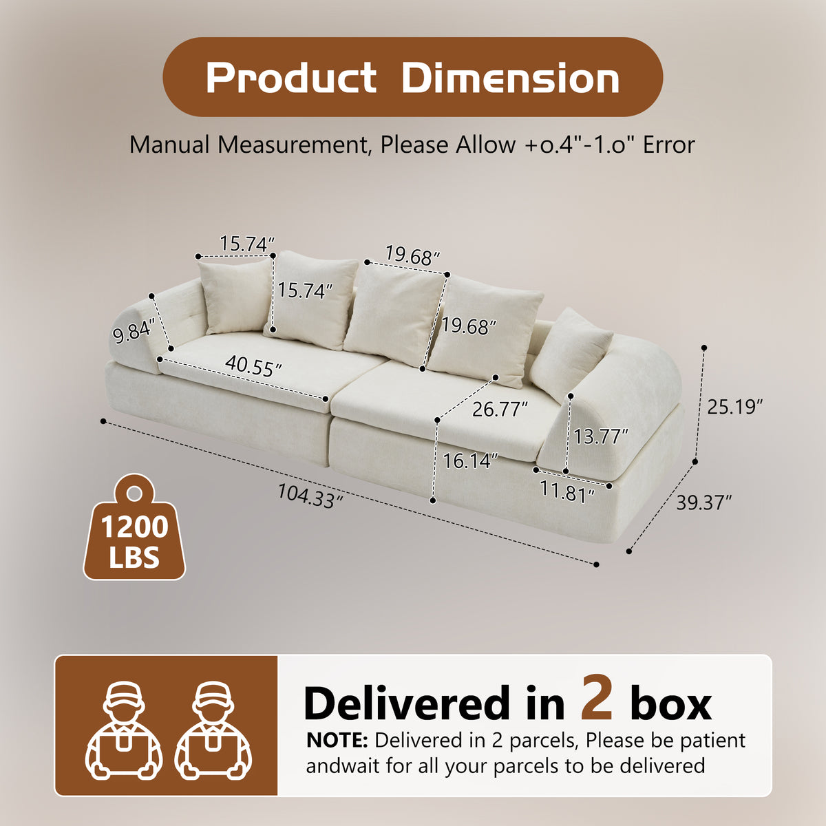 Cloud Modular Sectional Sofa - Shape Boneless Couch & Deep Fluffy Seat, No Assembly Required for Living Room Bedroom