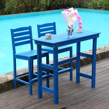 Outdoor Patio Bar Height Chair, All-Weather HDPE Tall Balcony Adirondack Stools for Bistro, Garden, Backyard, Deck