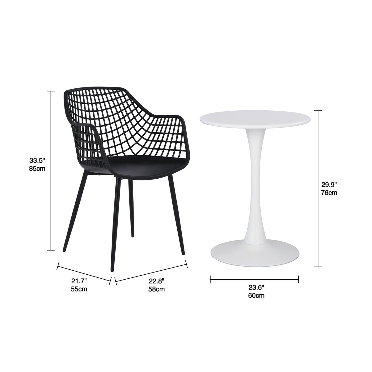 Patio Bistro Set, Black