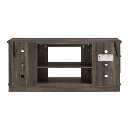 58" Modern TV Stand with 2-Door Storage, Faux Stone Media Console Cabinet, Grey Large Entertainment Center