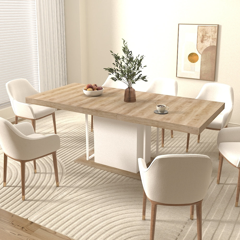 Rectangle extendable dining table for 6-10 people aged effect wood 160-200 cm