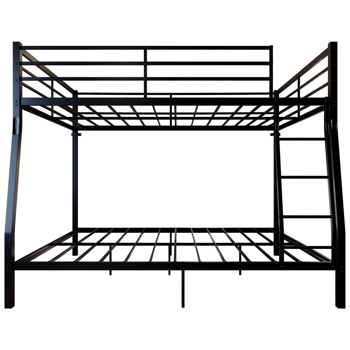 Metal Bunk Bed, Heavy Duty Full Over Queen Bunk Beds with 5 Extra Support Legs, 990 lbs Capacity, Noise-Free & Anti-Tip Design, 13.3" Safety Guardrail, Space-Saving Bed for Kids, Teens & Adults, Black