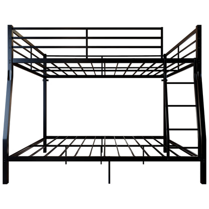 Metal Bunk Bed, Heavy Duty Full Over Queen Bunk Beds with 5 Extra Support Legs, 990 lbs Capacity, Noise-Free & Anti-Tip Design, 13.3" Safety Guardrail, Space-Saving Bed for Kids, Teens & Adults, Black