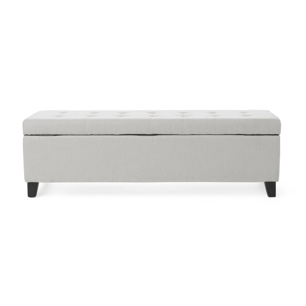Upholstered Storage Ottoman Bench, Entryway Bench, End of Bed Bench, Ottoman Foot Rest, Light Grey, 300lbs