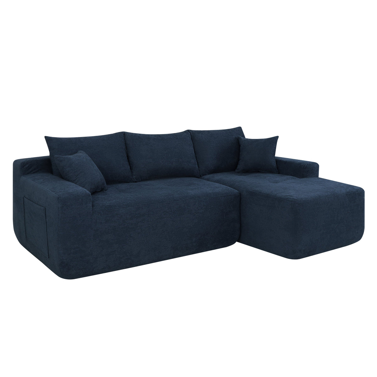 85' Cloud Sectional Couch with L-Shape Chaise,Modern Modular Sofa with Deep Seat, Upholstered Couches for Living Room Bedroom,No Assembly Required, (Cotton linen Fabric),Blue