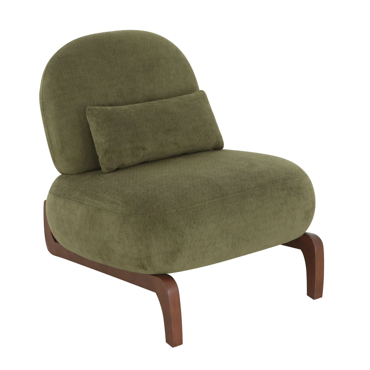 Cute Accent Chair with Solid Wood Legs, Velvet Living Room Chair with Soft Cushion, Cozy Bedroom Chair, Comfy Armless Reading Chair - Green – Model W2105P379653