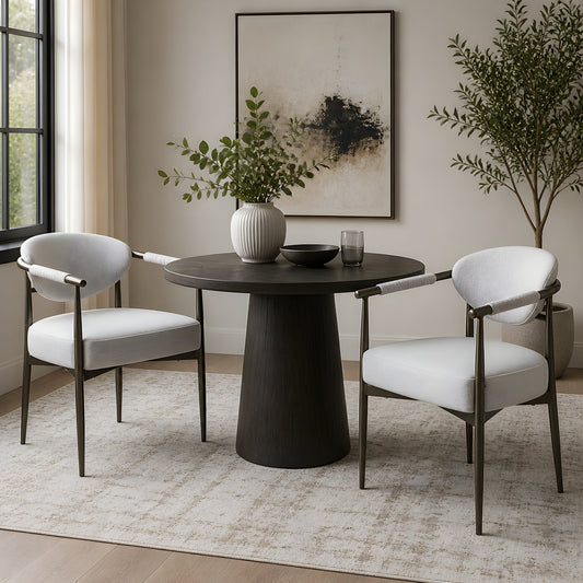 Modern Dining Chairs Set of 2, Upholstered Dining Chairs with bronze Iron Frame,Accent Armchairs for Kitchen and Restaurant,Beige