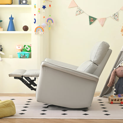 Manual Rocker Recliner Chair for Adults, Rocking Glider Recliner, PU Leather Rocking Chair
