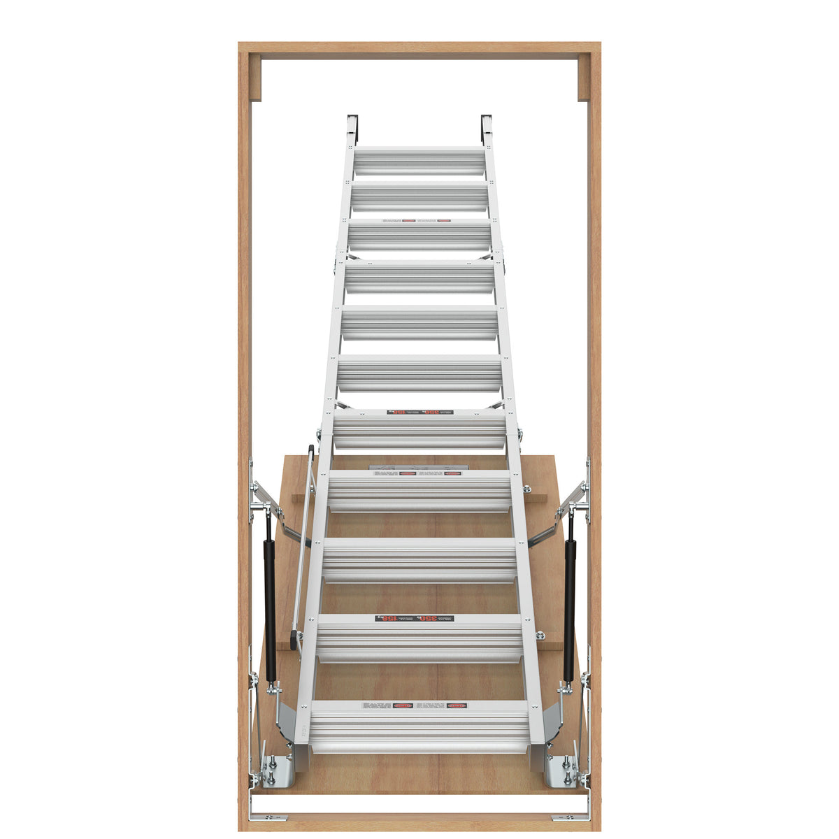 Household Aluminum Attic Ladder 25' x 54' ,350lbs Capacity, 7-10 ft Ceiling Height
