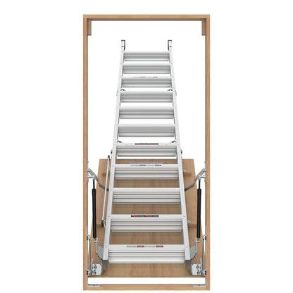 Household Aluminum Attic Ladder 25' x 54' ,350lbs Capacity, 7-10 ft Ceiling Height
