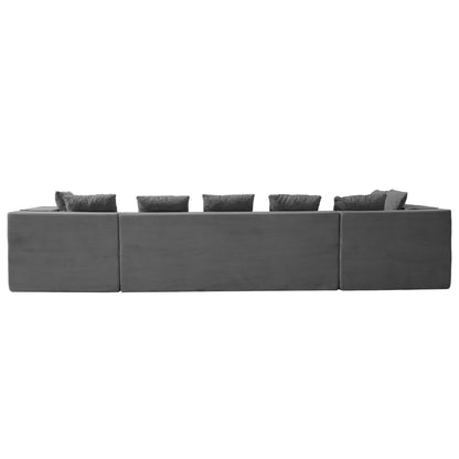 142.5-inch L-shaped sectional sofa, filled with high-resilience foam for a cloud-like seating experience.