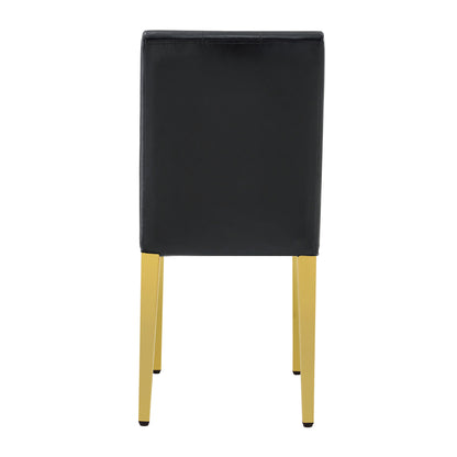 4-pack black PU dining chairs: ergonomic buckle backrest, 35 inches high, golden metal legs