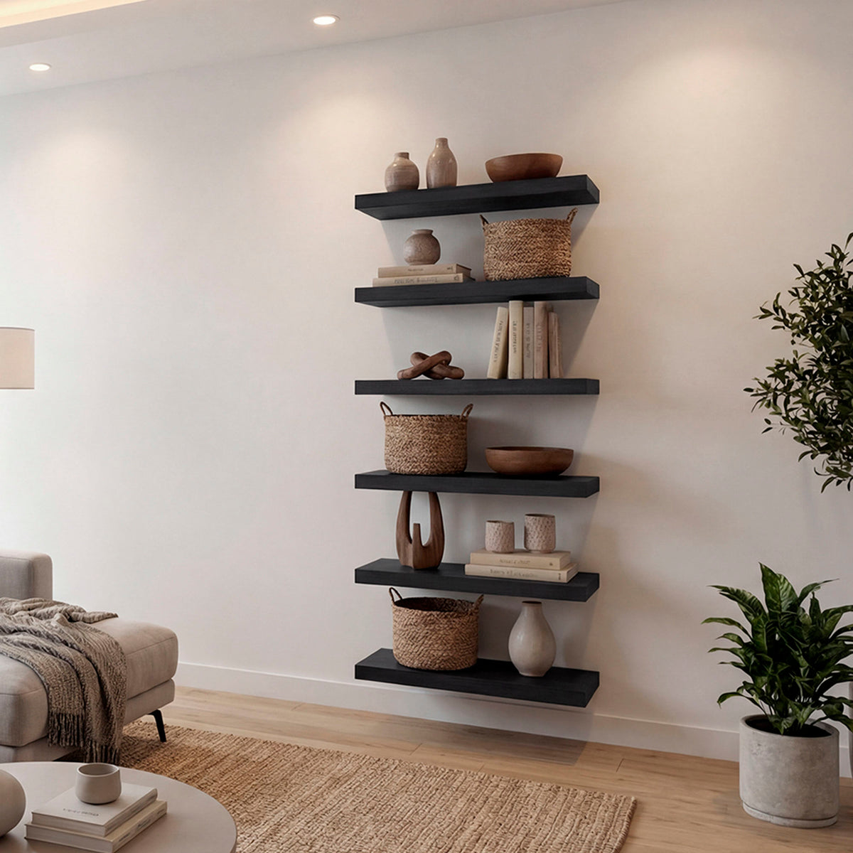 24" x 10" Floating Wall Shelf, Wall-Mounted Display Ledge for Living Room, Bedroom or Office Storage