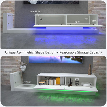 [New Update] LED TV Stand for 55 65 75 Inch TV, Modern Entertainment Center Equipped with Power Outlet, 50 60 70 Inch TV Console for Homes & Apartments, White