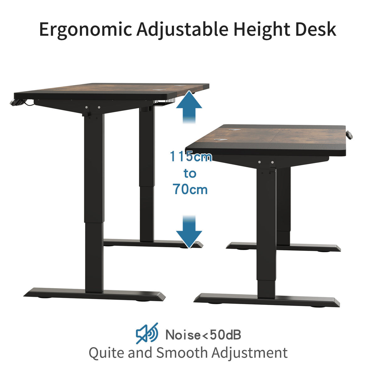 63"×30" Height Adjustable Electric Standing Desk Height Stand Up Computer Desk,Sit and Stand Home Office Desk with Splice Board (black& brown desktop+single motor black frame)