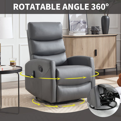 Heat Massage Manual Recliner Chair with Rocker and Swivel in Fabric, Grey – Model W3224P322245