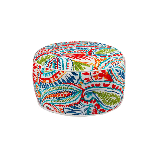 Outdoor Inflatable Ottoman 21"x21"x9", Fade-Resistant Patio Footrest Stool with Carry Handle, Portable Pouf for Patio, Garden, Camping and Indoor Use-paisley multi