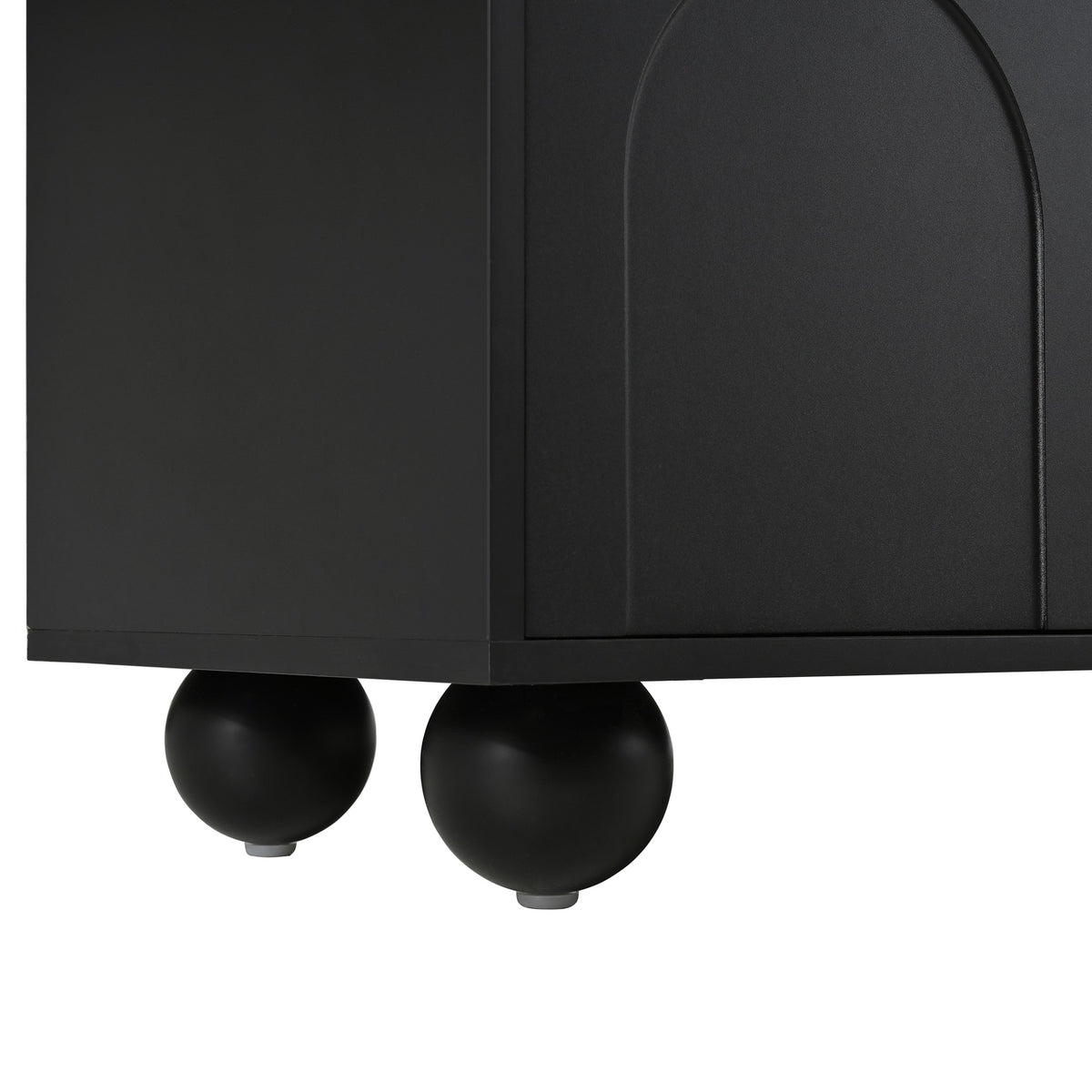 ON-TREND Cream Style TV Stand with Arched Doors & 2 Drawers for TVs up to 75", Minimalist Media Console with Rebound Device – Black