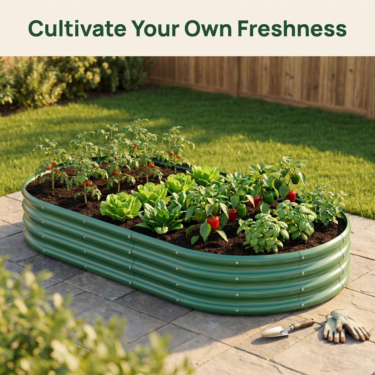 Galvanized Raised Garden Bed 8x4x1ft - Heavy Duty Metal Planter Box for Vegetables, Herbs & Flowers, Rust-Proof Outdoor Garden Bed with Large Capacity, Green, 1PCS