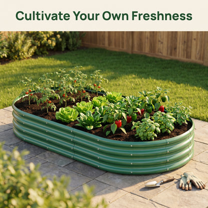 Galvanized Raised Garden Bed 8x4x1ft - Heavy Duty Metal Planter Box for Vegetables, Herbs & Flowers, Rust-Proof Outdoor Garden Bed with Large Capacity, Green, 1PCS