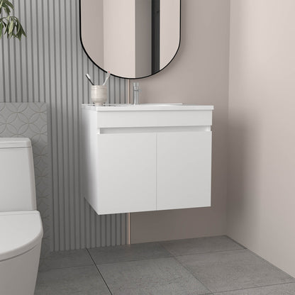 Bathroom Vanity with Sink, 2 Doors, 2 Shelves