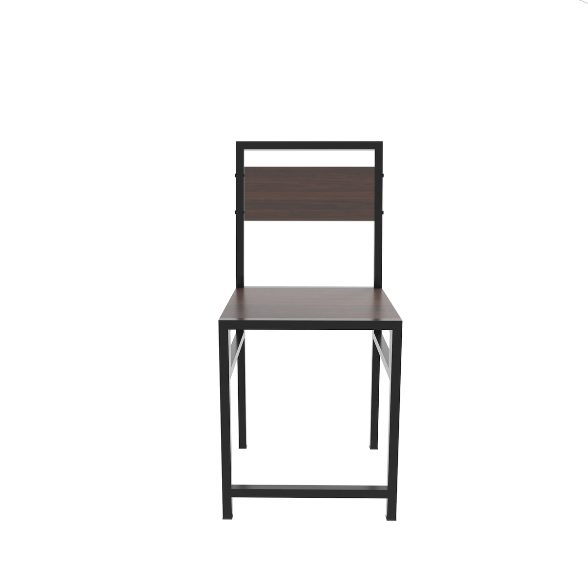 4-Piece Rectangular Dining Table Set with 4 Chairs, Industrial Wood Grain Kitchen Table with Built-in Wine Storage Rack, Space Saving Metal Frame Dinner Furniture for Apartment Kitchen Dining Room