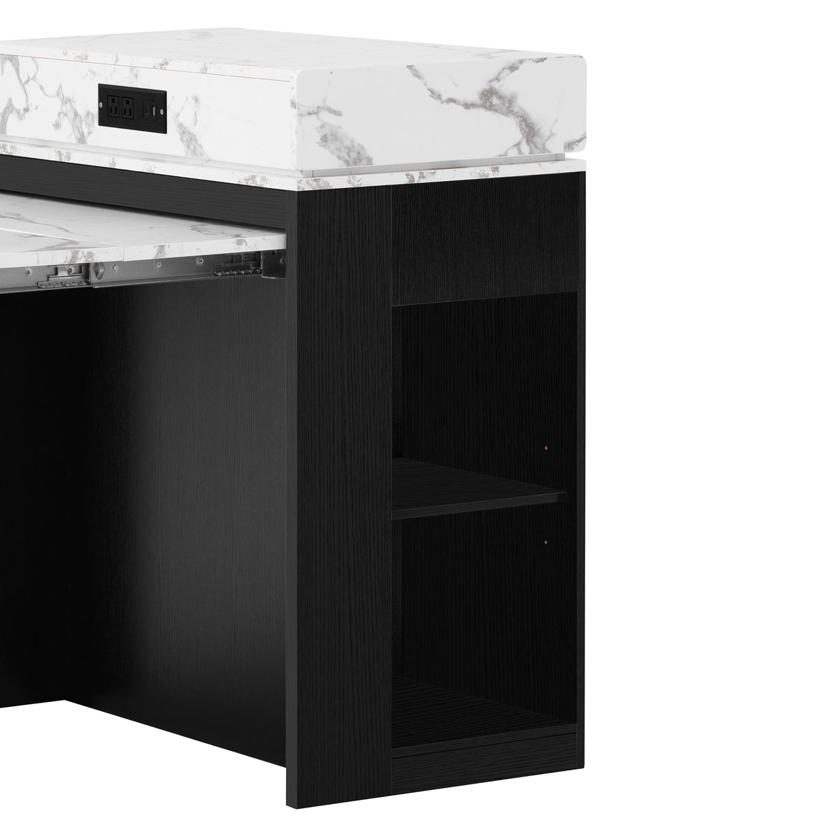 [VIDEO] TREXM Extendable Dining Table with Folding Tabletop, Bar Table with Drawers and Power Outlet, Kitchen Island with Wheels and Hooks, Sideboard for Kitchen and Dining Room (Black+Marble White)