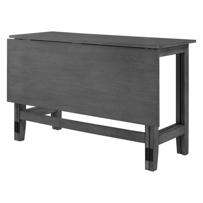 TOPMAX Farmhouse Wood Extendable Dining Table with Drop Leaf for Small Places, Gray