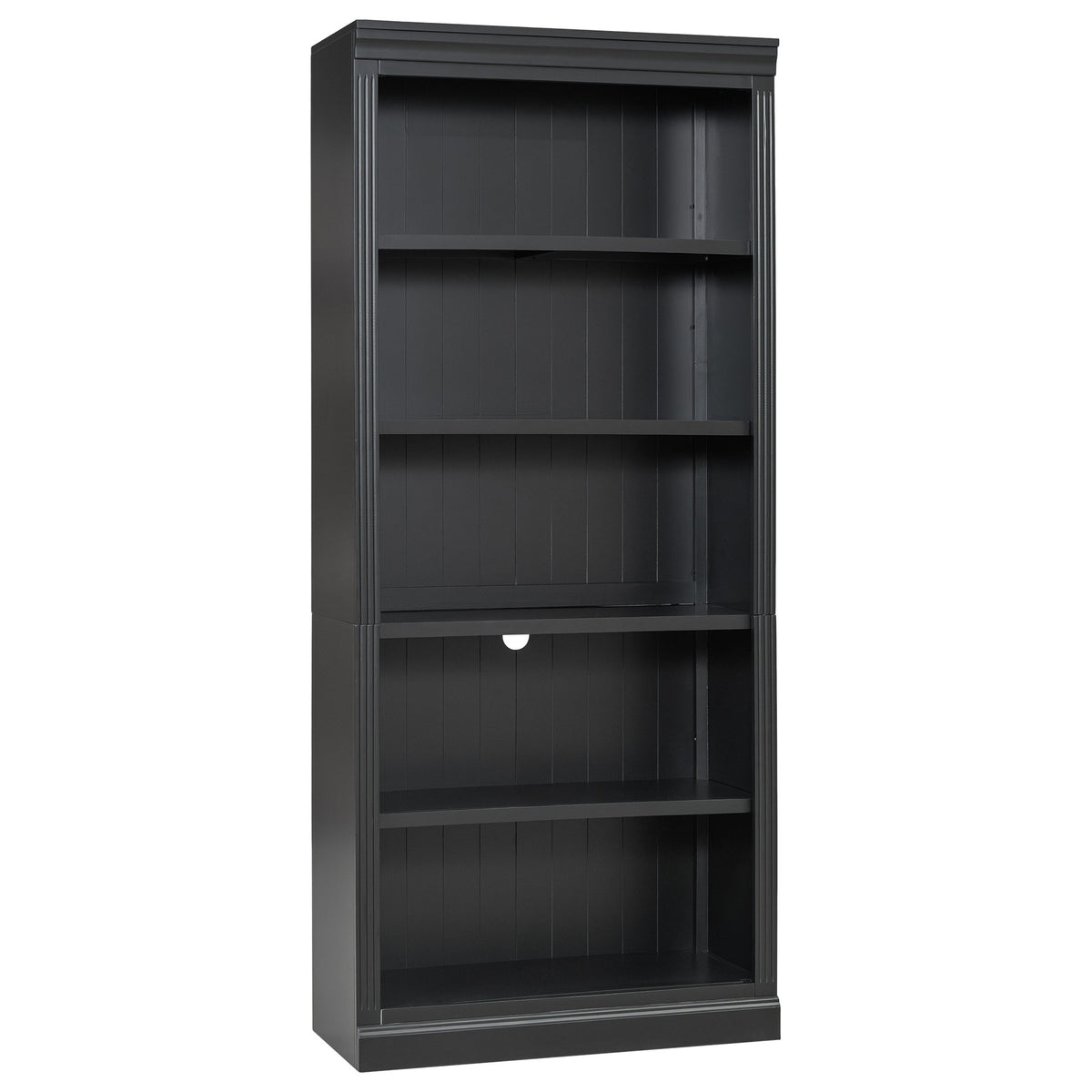 83.4' Tall Wood Bookcase with light strip,5-Tier Decor Bookshelves with Adjustable Shelves,Storage Organizer for CDs/Books/Movies,Free Standing Storage Shelves for Living Room,Home Office,Black